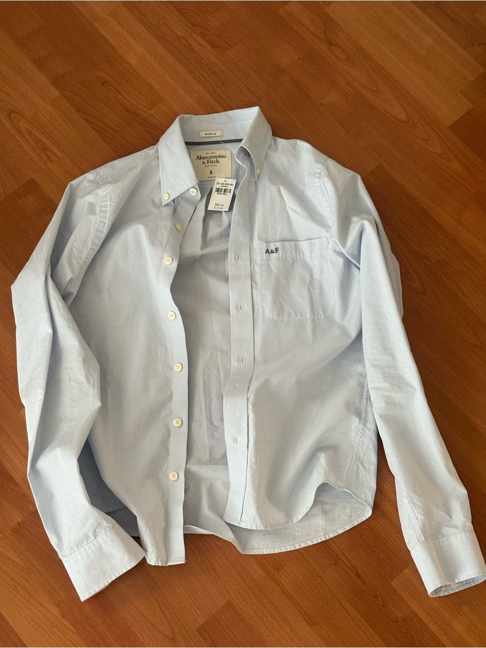 Abercrombie & Fitch Light Blue checkered Button-Down Dress Shirt